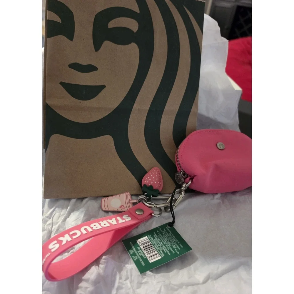 Starbucks 2026 Pink Drink Strawberry Keychain Pouch Wristlet NWT Limited Edition